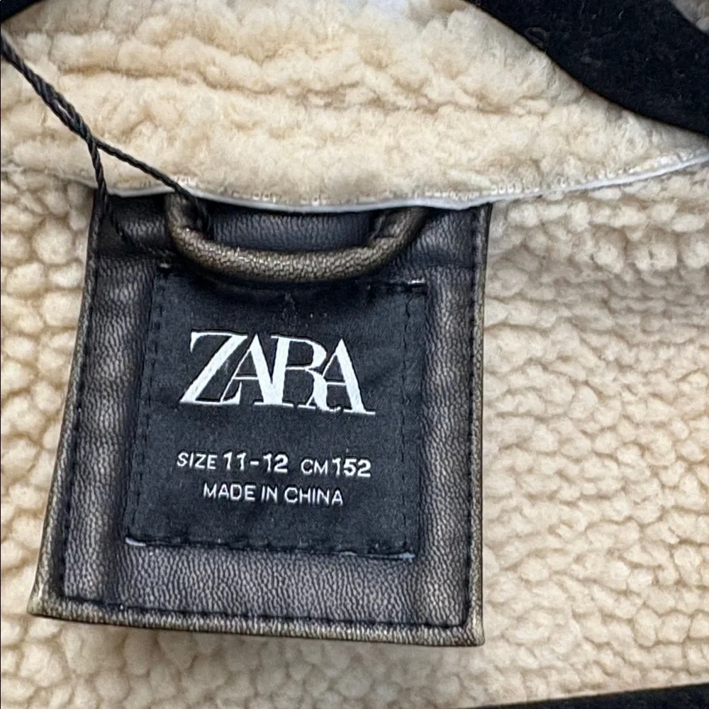 Zara Boys Aviator Bomber Jacket with Cream Fleece